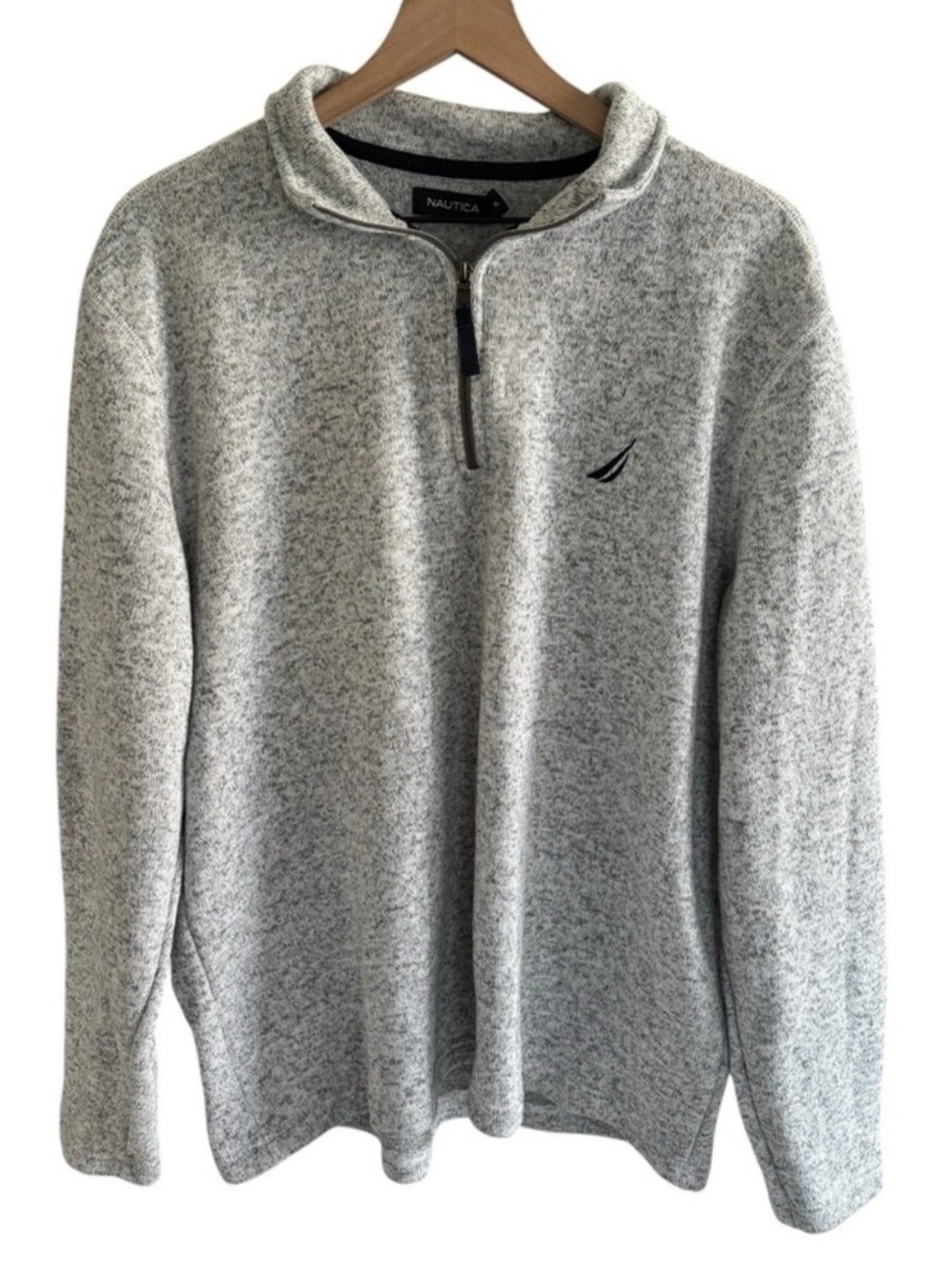 Nautica 1/4 Zip Sweater Gray Pullover Mock Neck Men’s XL